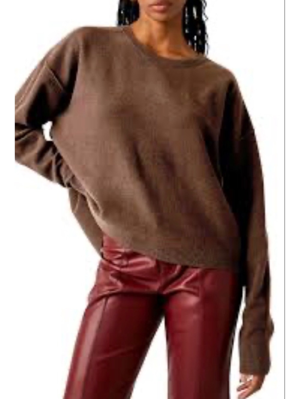 Free People Brown Crew Neck Sweater XS